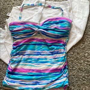 FREE with PURCHASE Striped Multicolor Swimsuit Top M